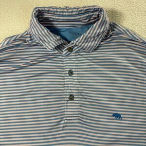 Onward Reserve Performance Golf Polo Shirt Men Large Blue Striped Stretch Preppy
